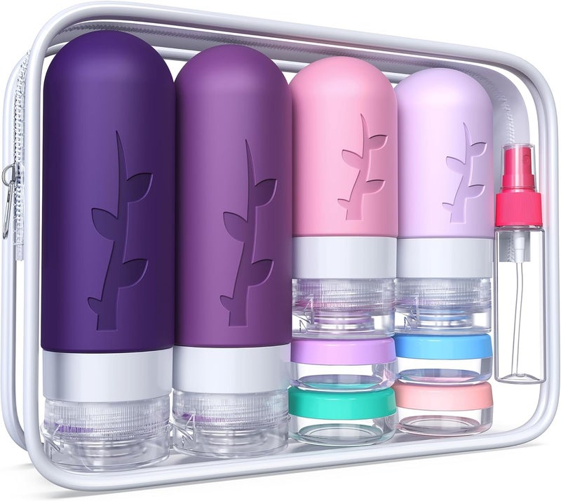 Tocelffe TSA Approved Travel Containers for Toiletries - Leak Proof Silicone Bottles, Refillable Liquid Travel Essentials for Shampoo, Conditioner, Lotion - Image 1
